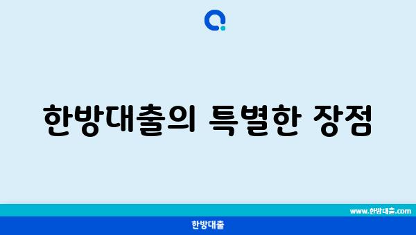 한방대출의 특별한 장점