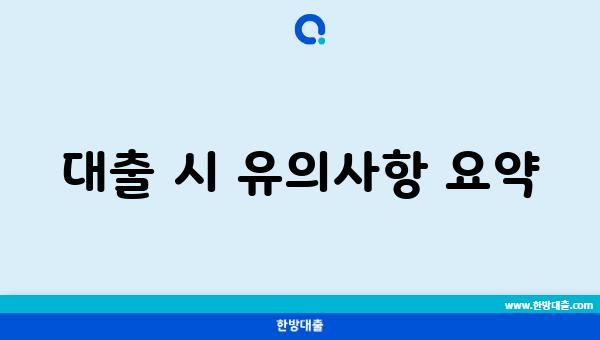 대출 시 유의사항 요약