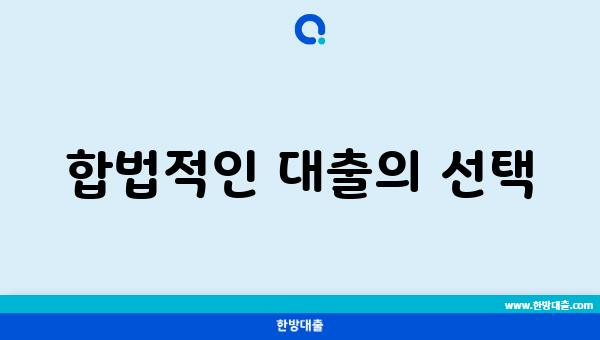 합법적인 대출의 선택