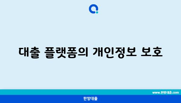 대출 플랫폼의 개인정보 보호