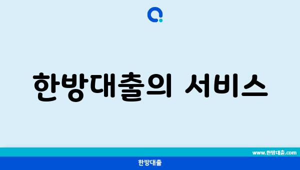 한방대출의 서비스