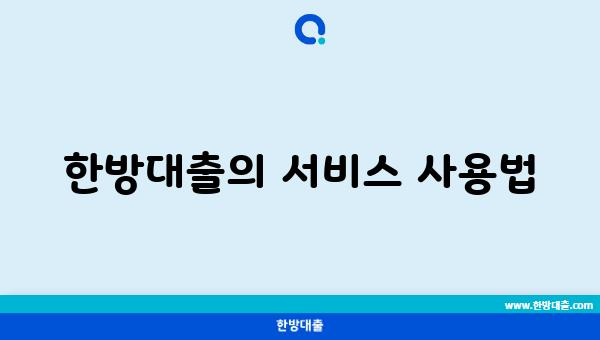 한방대출의 서비스 사용법