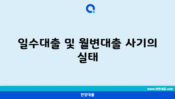 일수대출 및 월변대출 사기의 실태