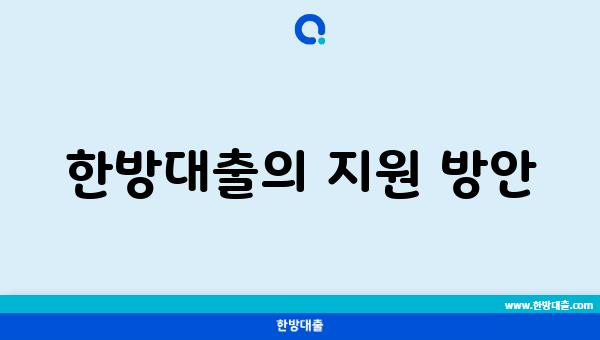 한방대출의 지원 방안