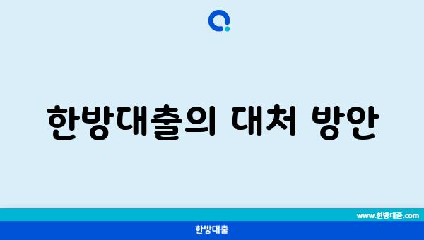 한방대출의 대처 방안