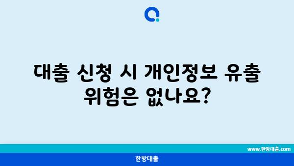 대출 신청 시 개인정보 유출 위험은 없나요?