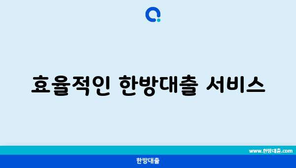 효율적인 한방대출 서비스