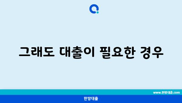 그래도 대출이 필요한 경우