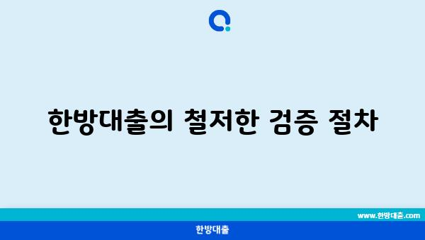 한방대출의 철저한 검증 절차