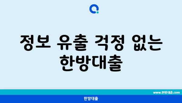 정보 유출 걱정 없는 한방대출