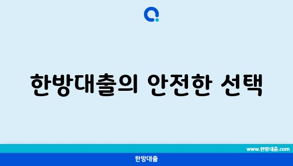 한방대출의 안전한 선택