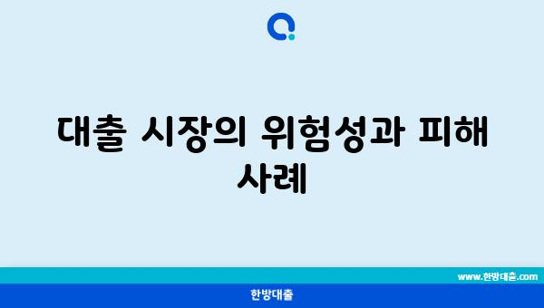 대출 시장의 위험성과 피해 사례