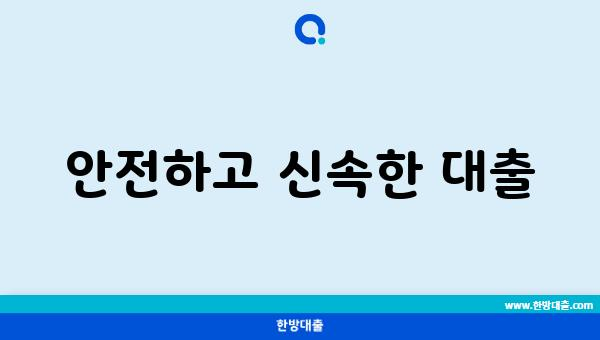 안전하고 신속한 대출