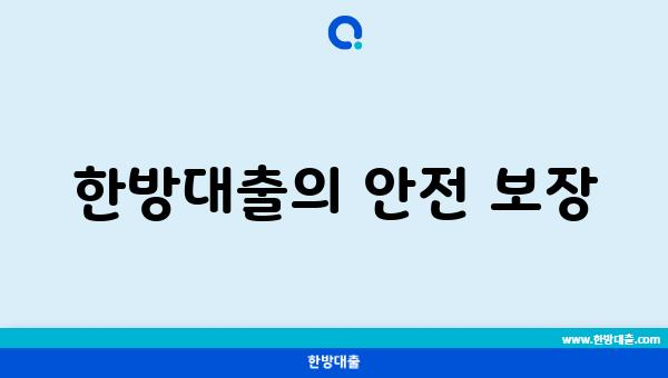 한방대출의 안전 보장