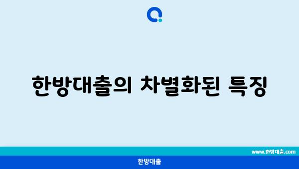 한방대출의 차별화된 특징