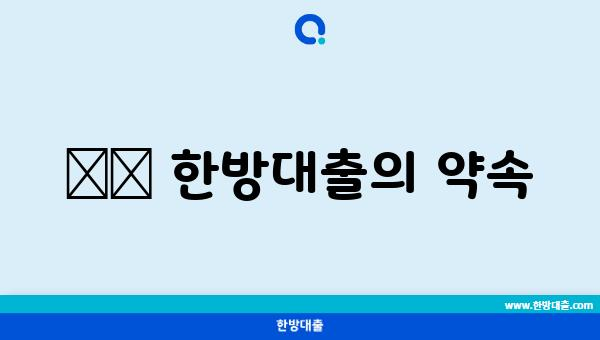 ✔️ 한방대출의 약속