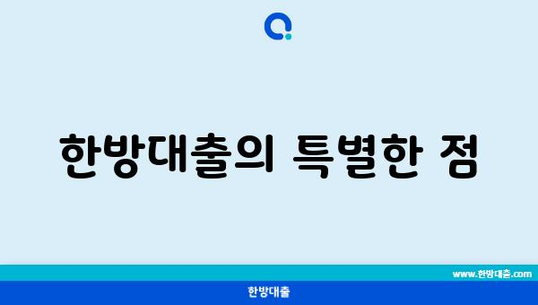 한방대출의 특별한 점