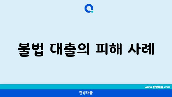 불법 대출의 피해 사례