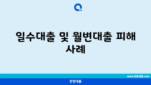 일수대출 및 월변대출 피해 사례