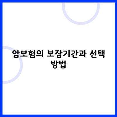 암보험의 보장기간과 선택 방법