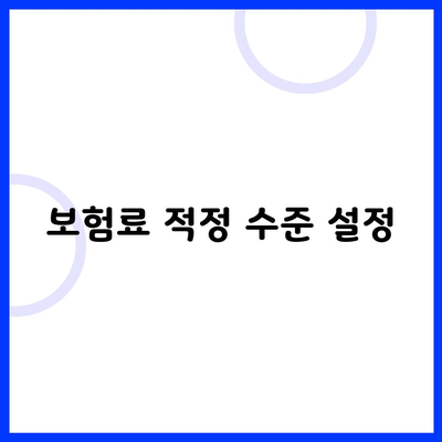 보험료 적정 수준 설정