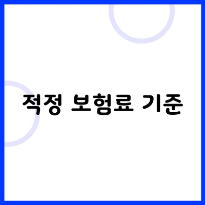 적정 보험료 기준