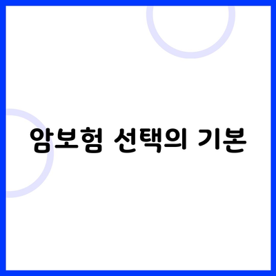 암보험 선택의 기본