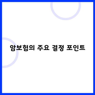 암보험의 주요 결정 포인트