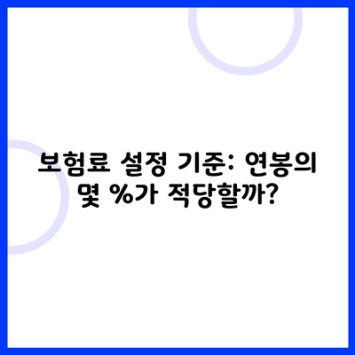 보험료 설정 기준: 연봉의 몇 %가 적당할까?