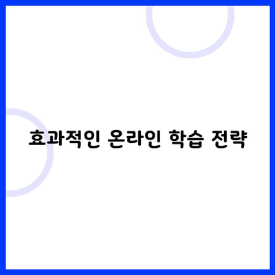 효과적인 온라인 학습 전략