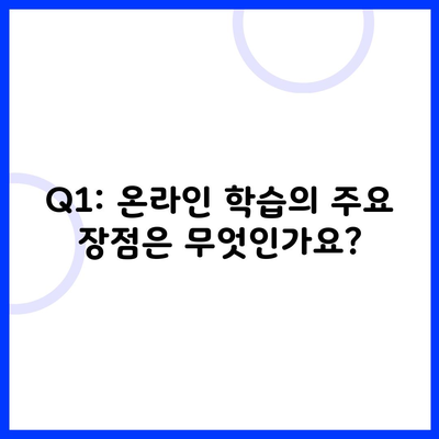 Q1: 온라인 학습의 주요 장점은 무엇인가요?