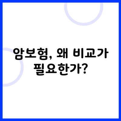 암보험, 왜 비교가 필요한가?