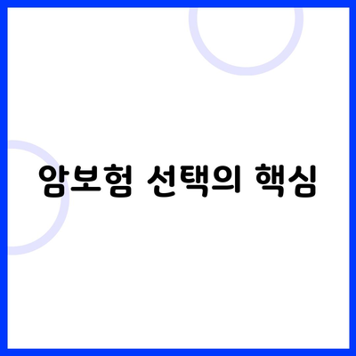 암보험 선택의 핵심