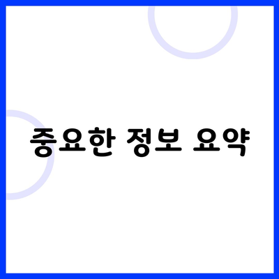 중요한 정보 요약