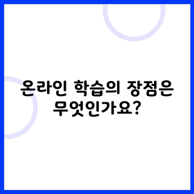 온라인 학습의 장점은 무엇인가요?