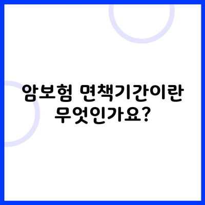 암보험 면책기간이란 무엇인가요?