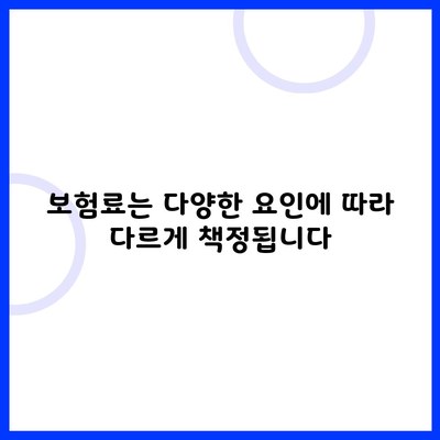 보험료는 다양한 요인에 따라 다르게 책정됩니다