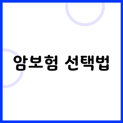 암보험 선택법