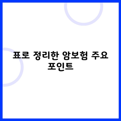 표로 정리한 암보험 주요 포인트