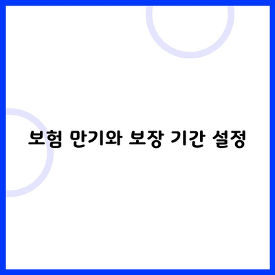 보험 만기와 보장 기간 설정