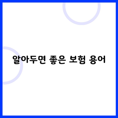 알아두면 좋은 보험 용어