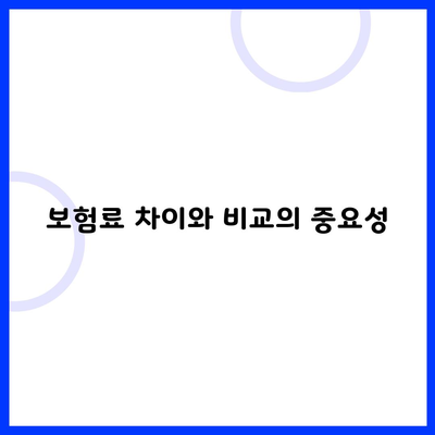 보험료 차이와 비교의 중요성