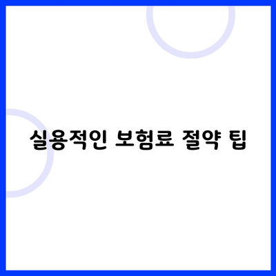 실용적인 보험료 절약 팁