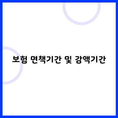 보험 면책기간 및 감액기간