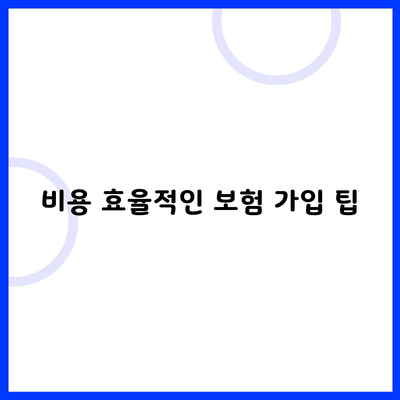 비용 효율적인 보험 가입 팁