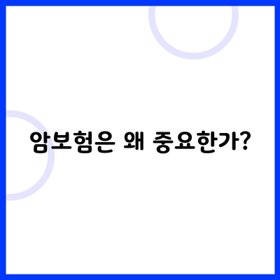 암보험은 왜 중요한가?