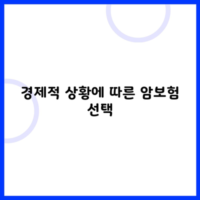 경제적 상황에 따른 암보험 선택