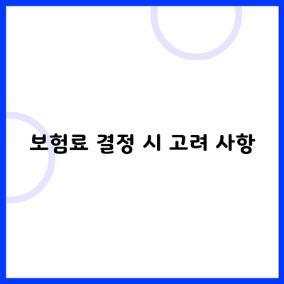 보험료 결정 시 고려 사항