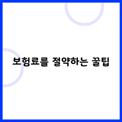 보험료를 절약하는 꿀팁