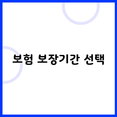 보험 보장기간 선택